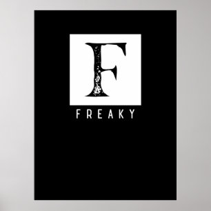 Konstig fet typografi svart och vit design poster