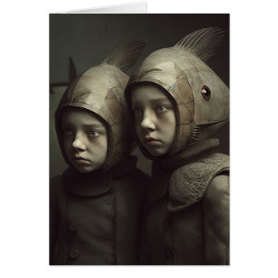 Konstig Fish Twillingars Tillfällen Greeting Card Hälsningskort