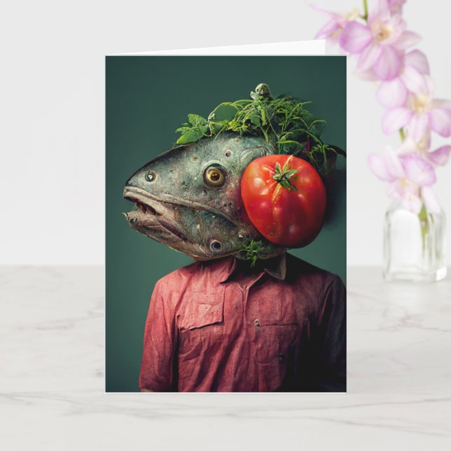 Konstig Fishhead Person tillfällen Kort (Orkide)