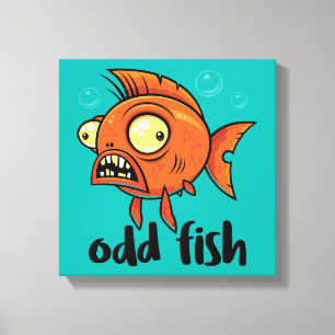 Konstig fisk Särpräglad rolig orange guldfisk teck Canvastryck