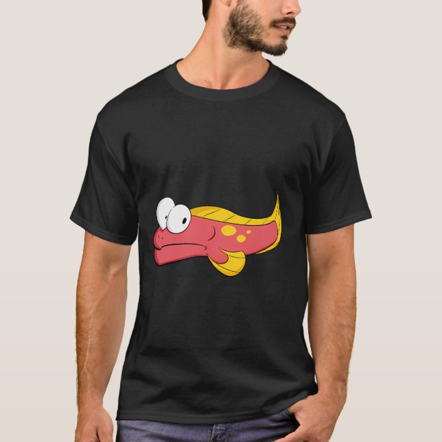 Konstig Fisk (Varm Rosa+Gul) T Shirt (Framsida)