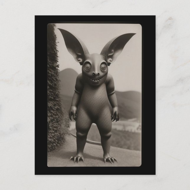 Konstig fladdermusmonster Halloween vykort (Framsida)