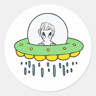 Konstig Flies Saucer Alien Runt Klistermärke