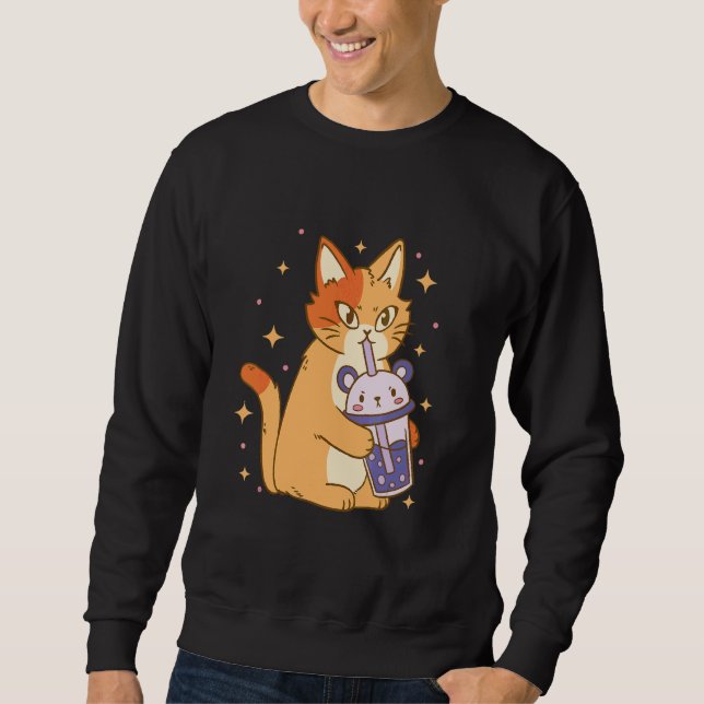 Konstig för Roligt av Coolan Retro- för Cat Bubble Lång Ärmad Tröja (Framsida)