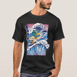 Konstig för Surfing Anka Vaporwave Coola Retro Rol T Shirt