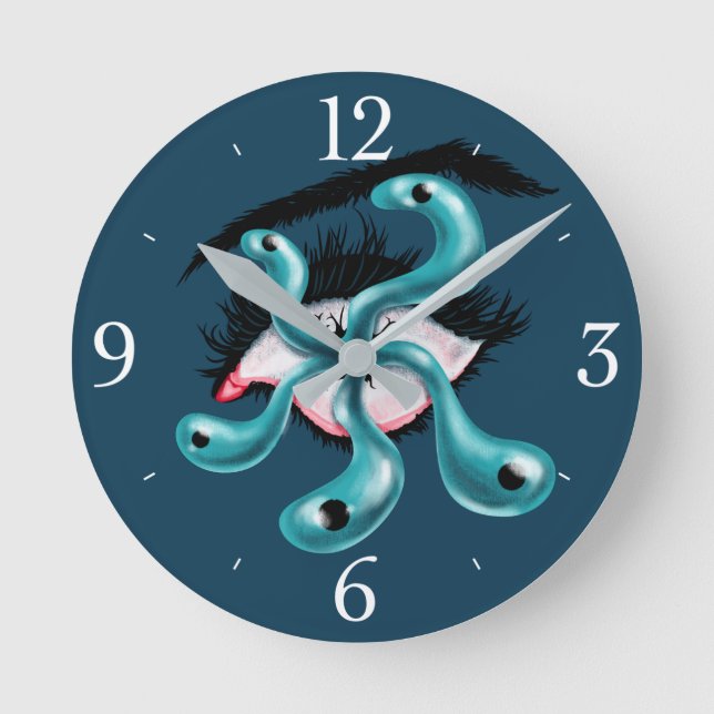 Konstig från skräcken öga tentacle monster  goth rund klocka (Framsida)