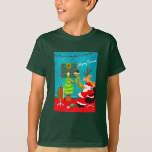 Konstig Friends Santa Plays Video Gamla jul T Shirt