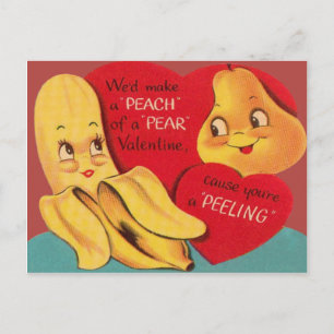 Konstig Funny Banana Pear Appealing Peel Valentine Helg Vykort