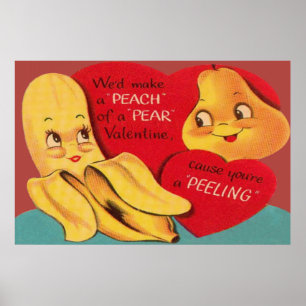 Konstig Funny Banana Pear Appealing Peel Valentine Poster