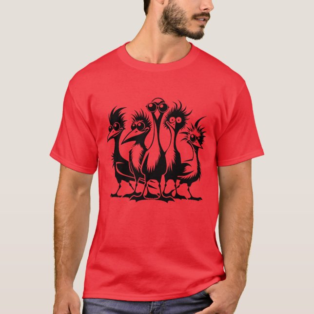 Konstig Funny Bird Group Boy T Shirt (Framsida)