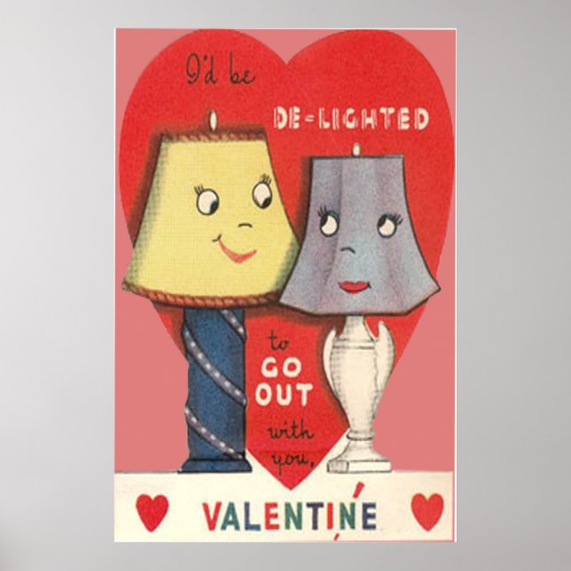 Konstig Funny lampa Light Heart Valentine Poster (Framsidan)