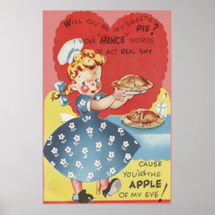 Konstig Funny Mince Apple Paj Waitress Valentine Poster