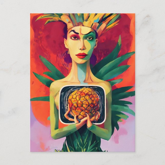 Konstig generativeccontent pineapple Goddess Vykort (Framsida)