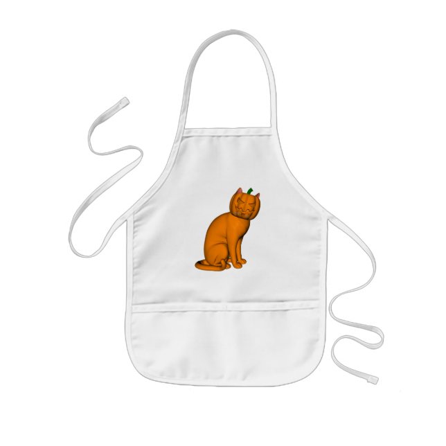 Konstig Halloween Cat Barnförkläde (Framsidan)
