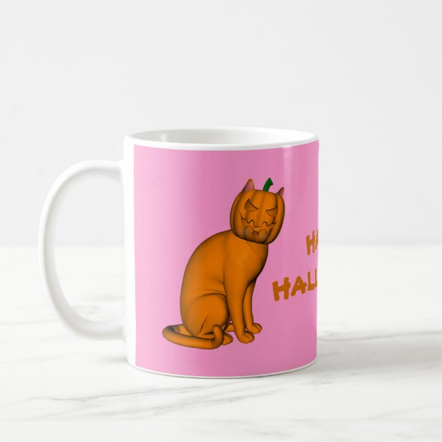 Konstig Halloween Cat Kaffemugg (Vänster)