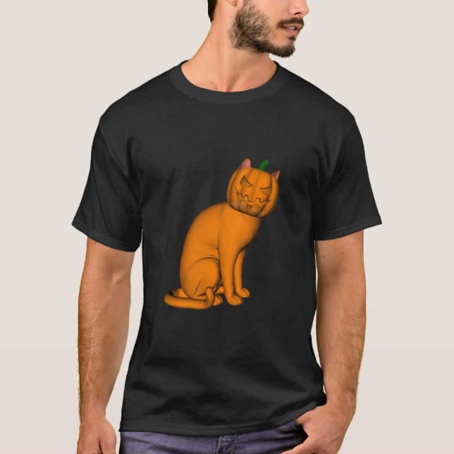 Konstig Halloween Cat T-shirt (Framsida)