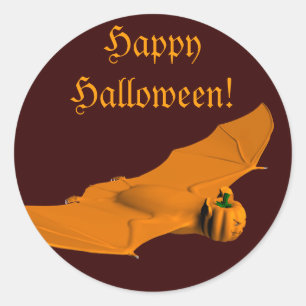 Konstig Halloween Fladdermus Runt Klistermärke