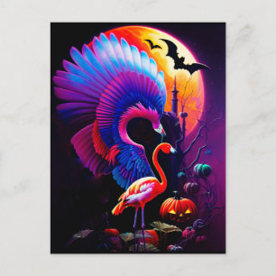 Konstig Halloween Flamingo Skräck Vykort