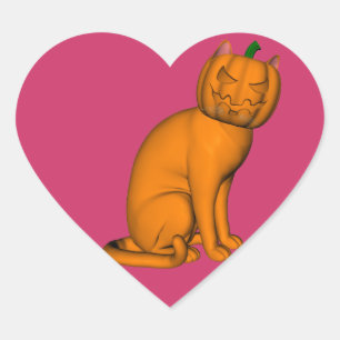 Konstig Halloween Katt Hjärtformat Klistermärke