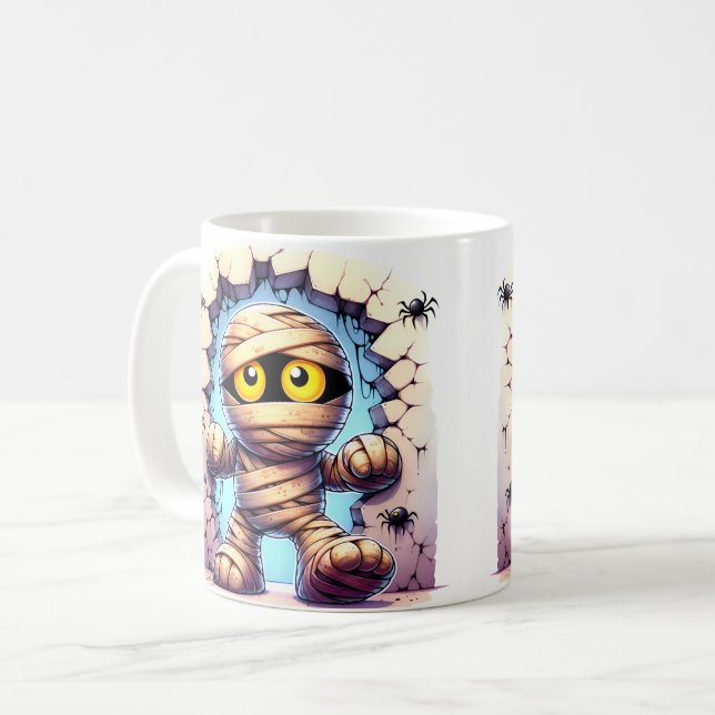 Konstig Halloween-mumie Kaffemugg (Framsida vänster)