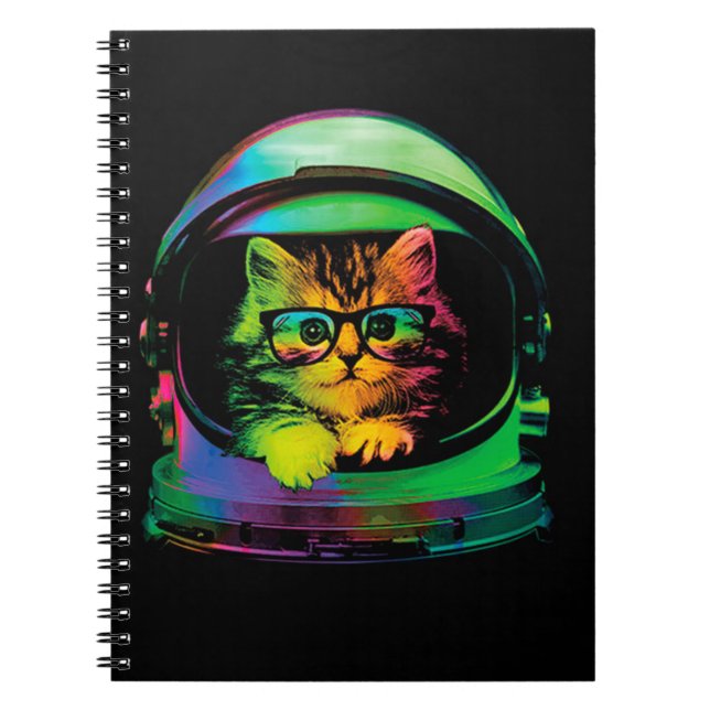 konstig hipster cat astronaut anteckningsbok (Framsidan)