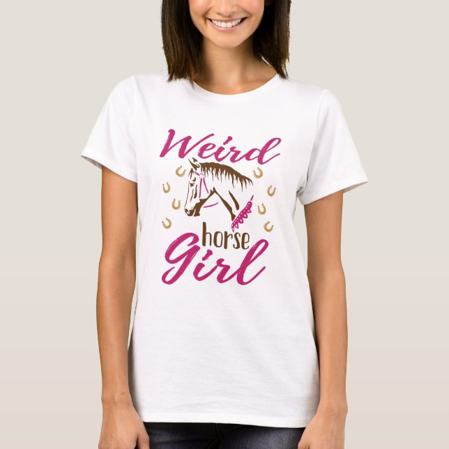Konstig Horse Girl T Shirt (Framsida)