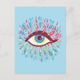 Konstig i färglöst Tårar Blue Psychedelic Öga Vykort