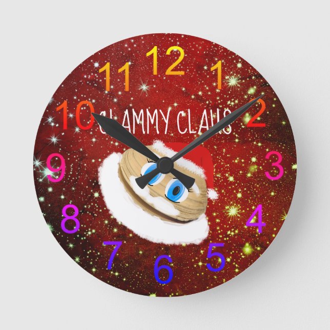 Konstig jul Clammy Claus Wall Clock Rund Klocka (Framsida)