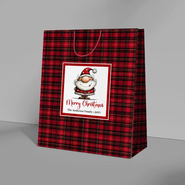 Konstig jul rolig tomte tecknad presentpåse konst (Quirky Christmas Funny Santa Cartoon Gift Bag Art)
