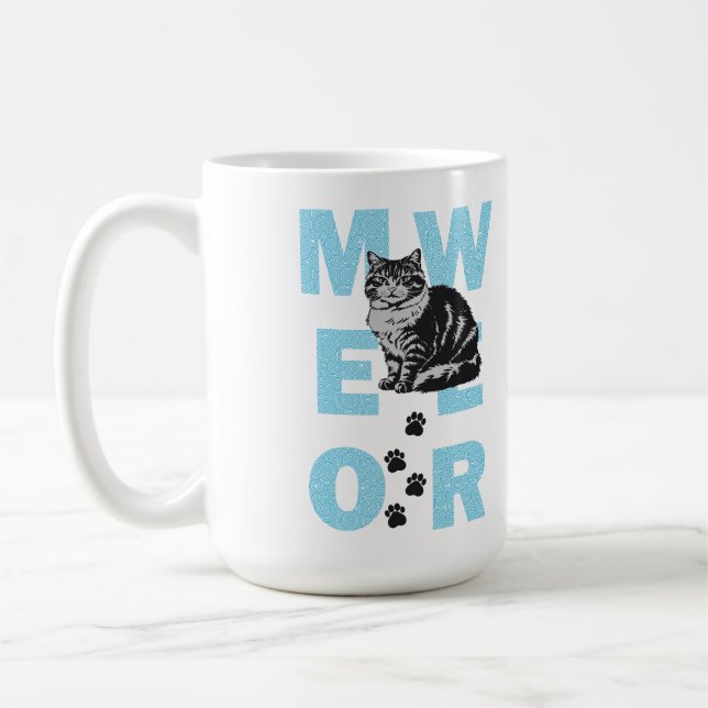 konstig katt kaffemugg (Vänster)
