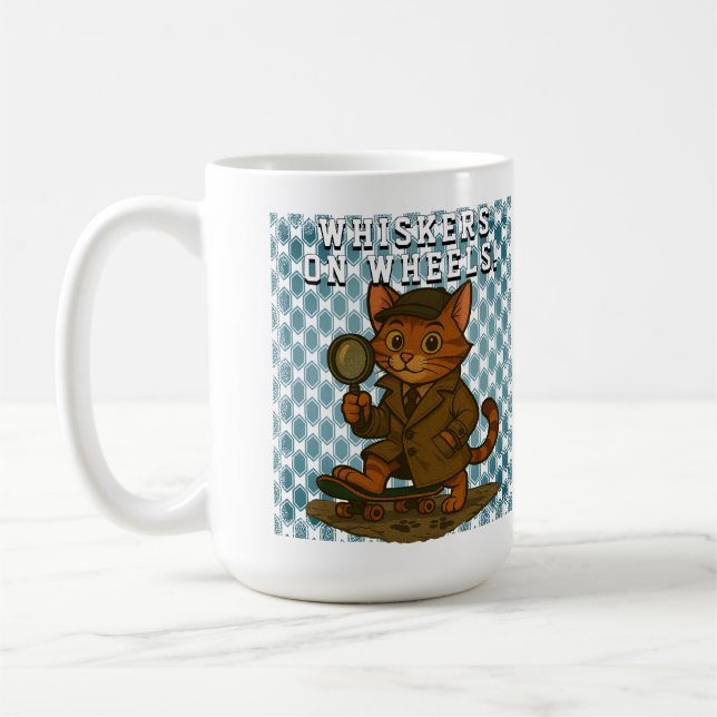 konstig katt kaffemugg (Vänster)
