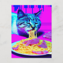 Konstig katt som äter spagetti generativecontent