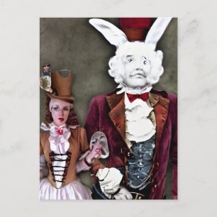 Konstig konstig Steampunk Alice och kanin vykort