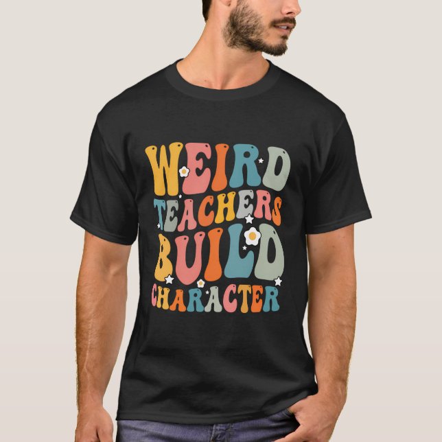 Konstig Lärare Bygger karaktäristisk retro Teacher T Shirt (Framsida)