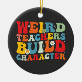 Konstig Lärare Bygger Tecken Groovy Lärare Julgransprydnad Keramik