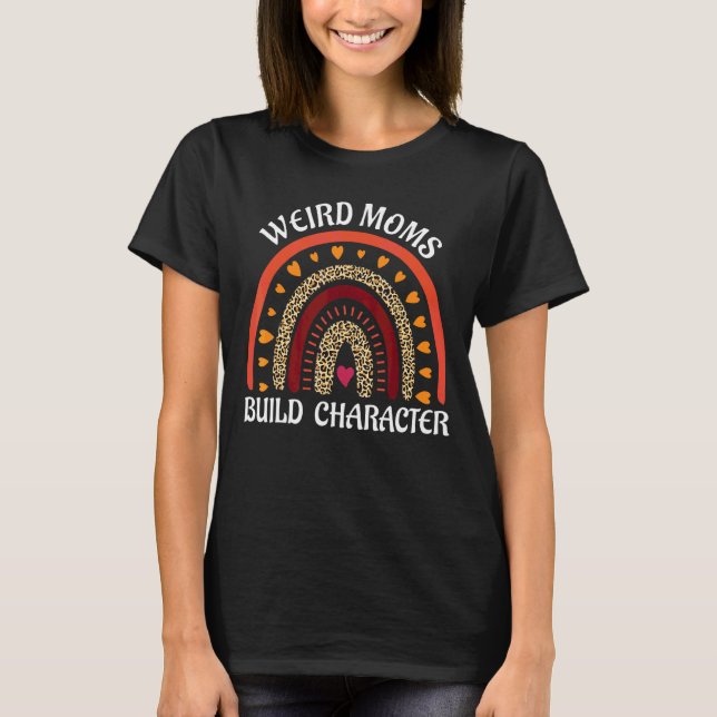 Konstig Mammor Bygger karaktären Leopard Rainbow M T Shirt (Framsida)