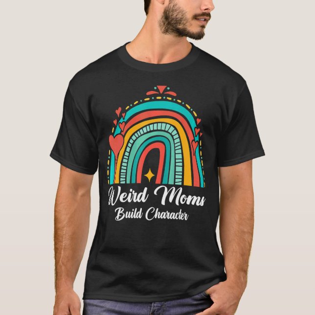 Konstig Mammor Bygger Tecken Rainbow Mamma Mor D T Shirt (Framsida)