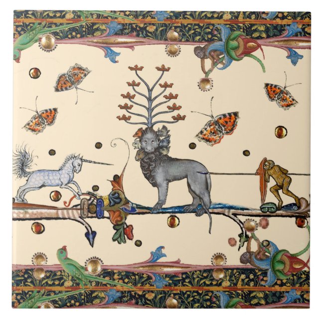 KONSTIG MEDIEVAL BESTIARY,APOCALIYPTIC BEAST,UNICO KAKELPLATTA (Framsidan)