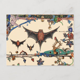 KONSTIG MEDIEVAL BESTIARY,FLYING FLADDERMÖSS FORES VYKORT