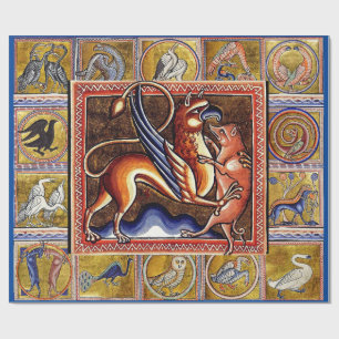 KONSTIG MEDIEVAL BESTIARY,GRIFFIN,VILD BOAR,Djur Presentpapper