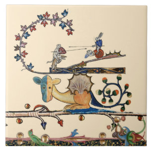 KONSTIG MEDIEVAL BESTIARY Hund, Killer Rabbit,Drag Kakelplatta