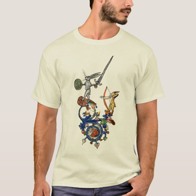 KONSTIG MEDIEVAL BESTIARY,Killer Rabbits with Swor T Shirt (Framsida)