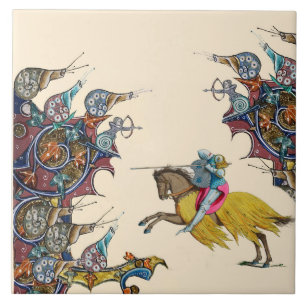 KONSTIG MEDIEVAL BESTIARY Knight Fights Giant Snig Kakelplatta