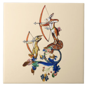 KONSTIG MEDIEVAL BESTIARY KRIG,ARCHER GUBBITS KAKELPLATTA