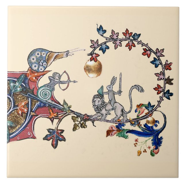 KONSTIG MEDIEVAL BESTIARY KRIG, Killer Rabbit, Sni Kakelplatta (Framsidan)