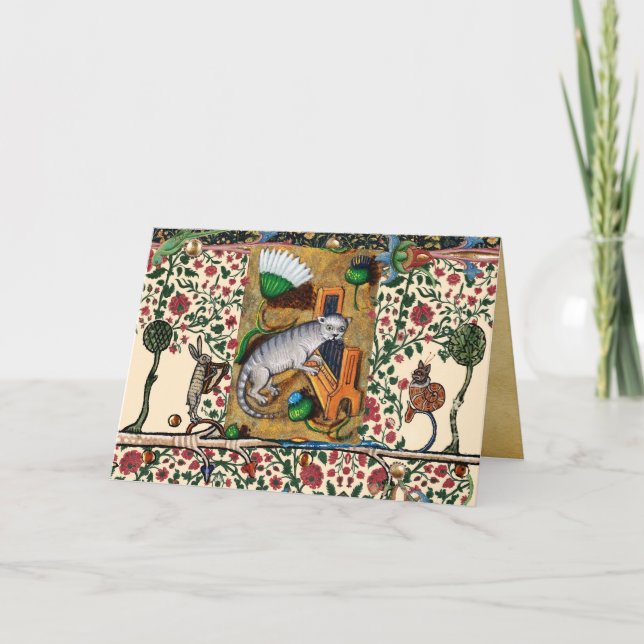 KONSTIG MEDIEVAL BESTIARY, MUSIC,CAT PLAYCHAN H HELGKORT (Framsida)