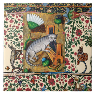 KONSTIG MEDIEVAL BESTIARY, MUSIC,CAT PLAYCHAN ORGA KAKELPLATTA