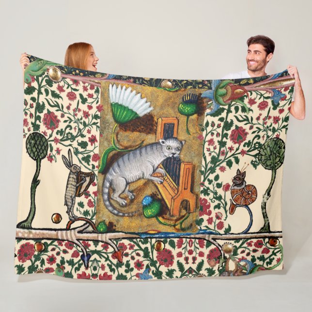 KONSTIG MEDIEVAL BESTIARY MUSIC,CAT PLAYCHAN ORGAN FLEECEFILT (På plats)