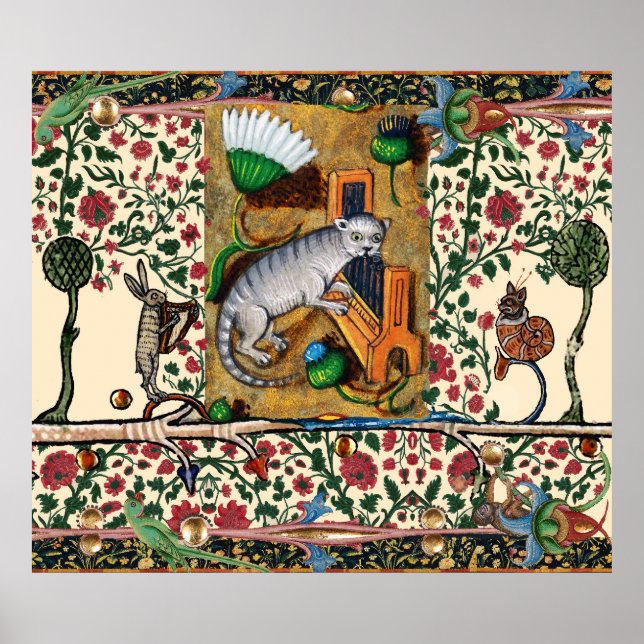 KONSTIG MEDIEVAL BESTIARY MUSIC,CAT PLAYCHAN ORGAN POSTER (Framsidan)