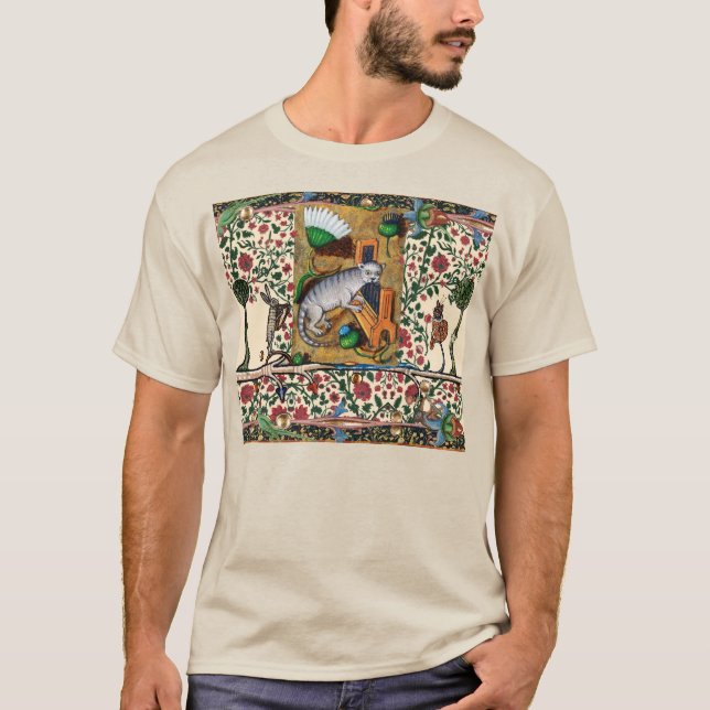 KONSTIG MEDIEVAL BESTIARY MUSIC,CAT PLAYCHAN ORGAN T SHIRT (Framsida)